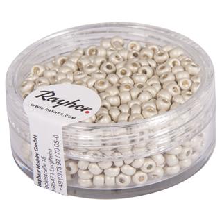 Perle metalic, okrogle, bele, 2,6 mm o, 17 g