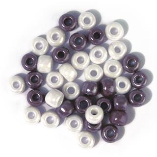 Perle steklene z večjo luknjo, opak,bel.-lila, o 5,4 mm, 55