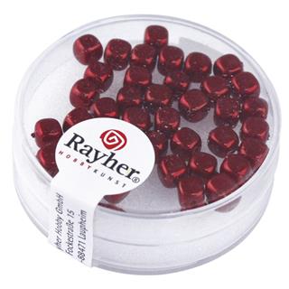 Perle steklene "Renaissance" kocke, rdeče, 4,5x5 mm, 40 kom