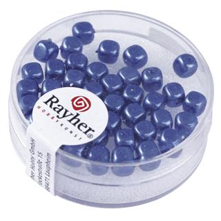 Perle steklene "Renaissance" kocke, modre, 4,5x5 mm, 40 kom