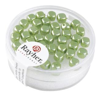 Perle steklene "Renaissance" kocke, zelene, 4,5x5 mm, 40 kom