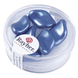 Perle steklene "Renaissance" zavite, modre, 19x13 mm,6 kom.