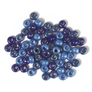 Perle steklene z večjo luknjo, opak,modr.- turk., o 5,4 mm,