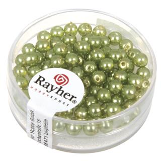 Perle steklene "Renaissance" , pol prosojne, zelene, 4 mm, 8
