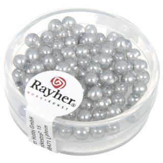 Perle steklene "Renaissance" , pol prosojne, sreb.sive, 4 mm