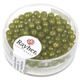 Perle steklene "Renaissance" , brez leska, zelene, 4 mm, 85
