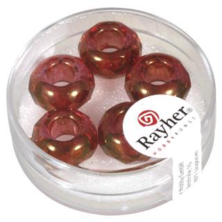 Perle steklene kristalne "MagicFlair", rdeče, 13mm o, luknja