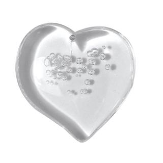 Srca akrilna z mehurčki, kristalna, 44x42 mm, 2 kom.