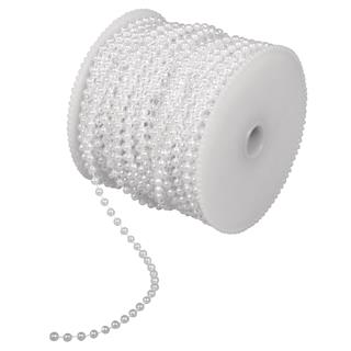 Veriga dekorativna iz perl, 4 mm o, bela, na kolutu: 1m