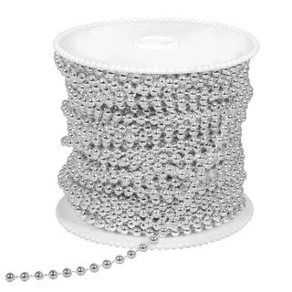 Veriga dekorativna iz perl, 4 mm o, srebna, na kolutu: 1m