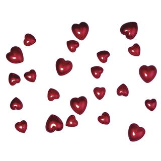 Srca plastična, 2 velikosti, biserno rdeča, 24 kom