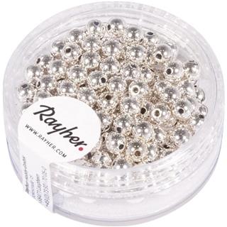Perle plastične, 4 mm o, srebrne, 150 kom.