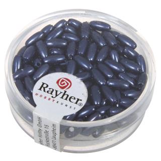 Perle voščene olive, 6x3 mm, tem.modre, 145 kom.