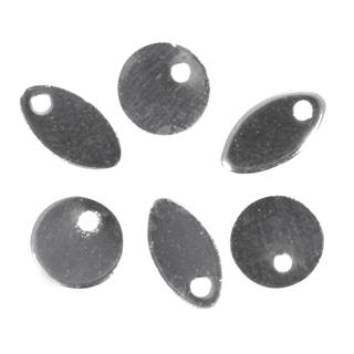 Delček kovinski za nakit: disk + oval, srebrn, 6-8mm, luknja