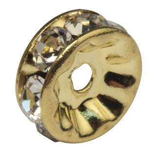 Distančniki za perle z kristali, zlati, o 10 mm, 2 kom., bn