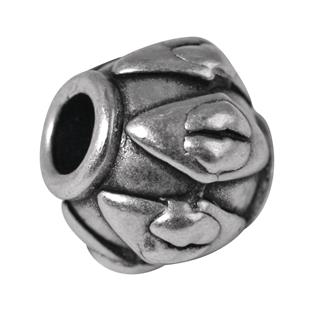 Perla kovinska, 10mm o, oxidi. srebrna, luknja 3mm, 1 kos