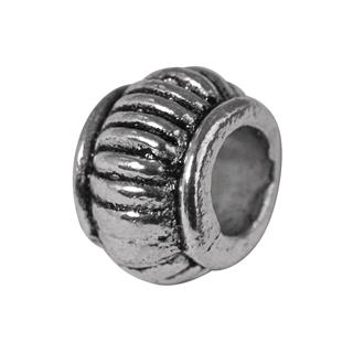 Perla kovinska, 7mm o, oxidi. srebrna, luknja 3mm, 1 kos