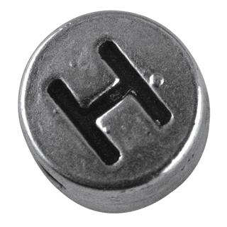 Perla kovinska črka "H", bn, srebrna, o 7 mm, hole 2 mm