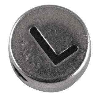 Perla kovinska črka "L", bn, srebrna, o 7 mm, hole 2 mm
