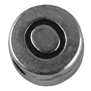 Perla kovinska črka "O", bn, srebrna, o 7 mm, hole 2 mm