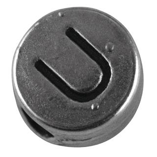 Perla kovinska črka "U", bn, srebrna, o 7 mm, hole 2 mm
