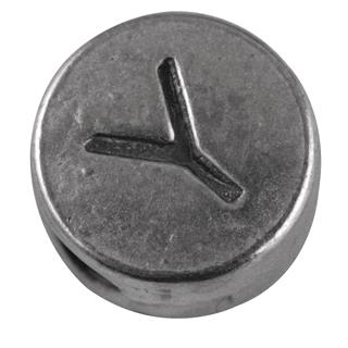 Perle kovinske črke, Y & Z, bn, srebrna, o 7 mm, hole 2 mm
