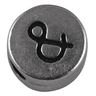 Perla kovinska, "&", bn, srebrna, o 7 mm, hole 2 mm