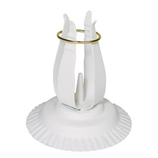 Svečnik za sveče za krst/obhajilo, bel, kovinski, 11 cm o, v