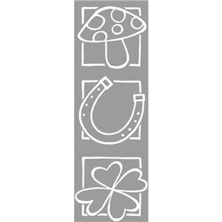 Štampiljka, simboli za srečo, 3x8 cm (Guma/les)