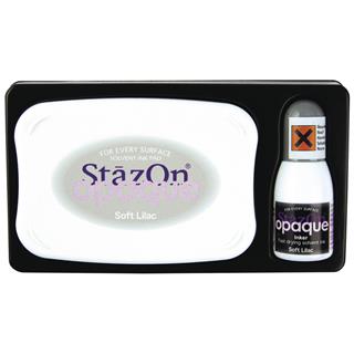 StazOn Opaque-Set, sivka, blazinica za žige + tuš za blazini