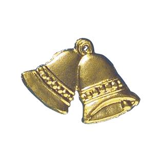 Voščeni motiv: dva zvončka, 1,5 cm, zlata, 6 kom.