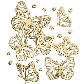 Nalepke 3D: metulji, zlati, 10x24,5 cm