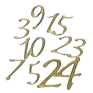 Nalepke: številke za advent, zlate, 10x24,5 cm