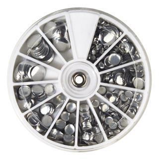 Kamenčki"Hotfix-rivet", 3-10 mm, srebrni, 560 kosov