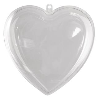 Plastično srce, 2 dela, 14 cm, prosojno