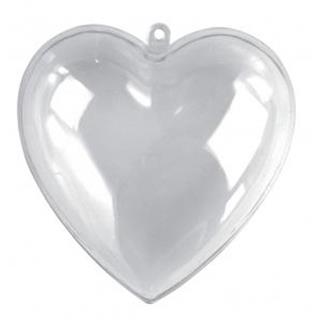Plastično srce, 2 dela, 10 cm, prosojno