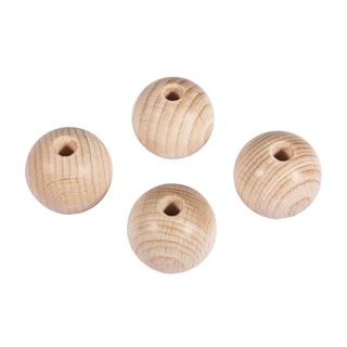 Lesene kroglice, naravne, 30 mm o, luknja 6 mm, 4 kom.