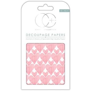 Decoupage papir, Love Hearts, 3 pole 35x40 cm, 23gsm