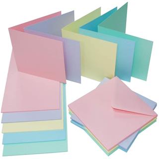 Kuverte+Vizitke, Set 40, 15,2 X 15,2cm, Pastelne barve