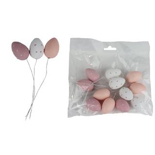 Jajčka na žici, bela&roza, set 12